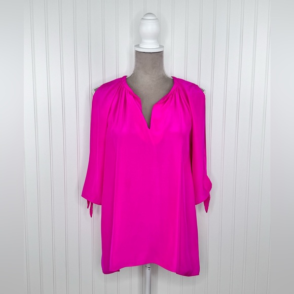 Lilly Pulitzer Magenta Silk Blouse Size Small - Picture 6 of 9